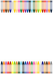 上下クレヨンのカラフルフレーム｜学校・子ども向け背景
