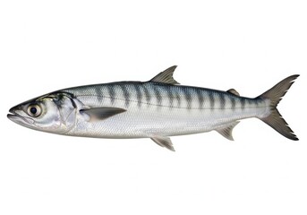 Fresh silver mackerel fish isolated on white background high detail