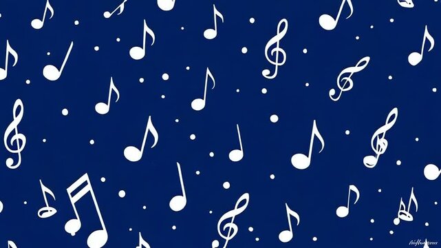Musical notes on blue background.