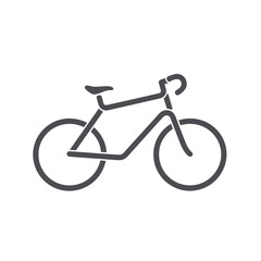 Fototapeta premium A minimalist line art illustration of a bicycle with a dark gray outline on a white background.