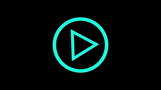 Loading play button animation on black screen