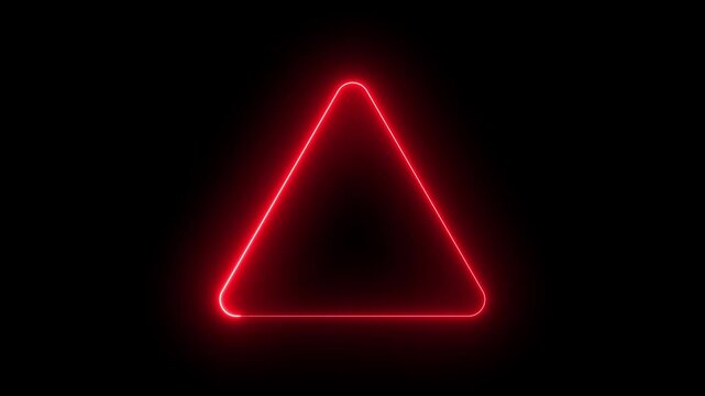 Red neon triangle rotates on black background