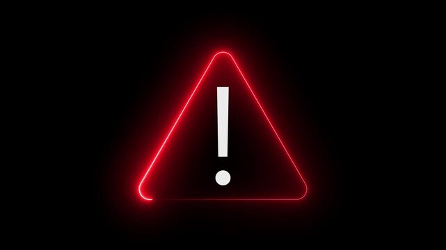 Neon glow effect danger sign loop animation