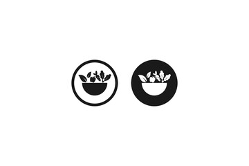 solid and outline icon of organic food