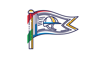Colorful flag featuring a jockey helmet icon symbolizing equestrian sports and horse racing events