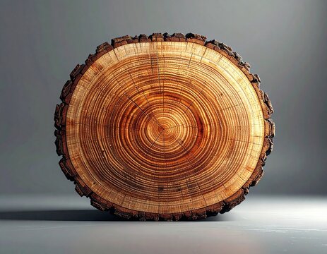 Close-up of a tree trunk cross-section revealing detailed growth rings.