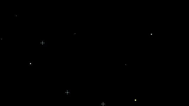 8bit Retro Game Style Sparkling Stars Flowing Diagonally Loop Yellow and Cyan