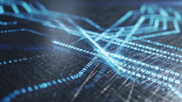 Futuristic Abstract Data Network Visualization With Blue Lines.