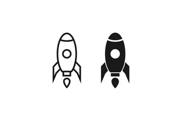 solid and outline icon of tourist rocket space