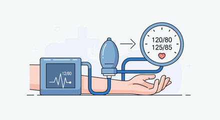 Blood Pressure Monitor on Arm Illustration.