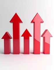 Red Arrows Pointing Upwards Representing Growth and Success.