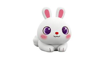 Fototapeta premium Cute Kawaii White Bunny with Purple Eyes and Pink Cheeks