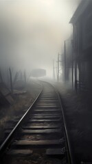 Fototapeta premium A train track with a train in the middle