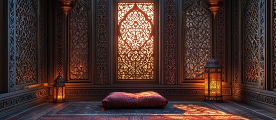 Ornate Islamic Room with Prayer Rug