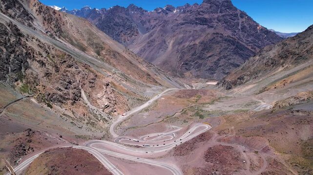 Camino de Los Caracoles Paso de Los Andes Chile Drone 4K