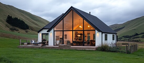 Rural modern home with valley views