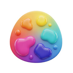 Colorful heart-shaped soap bubbles with pastel colors isolated on transparent background