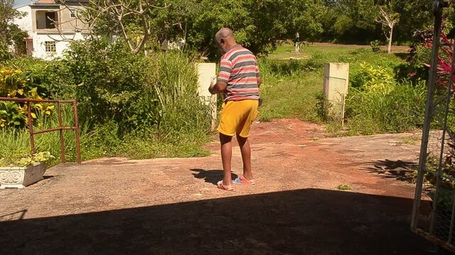 Stroke Patient Walking With A Stick