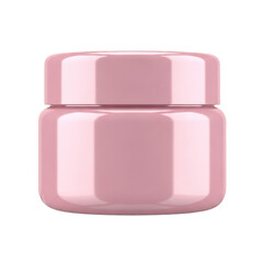 Pink cosmetic jar with lid isolated on transparent background