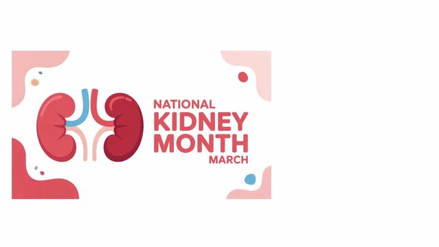 Animated video about National Kidney Month March. Transparent background, with empty space on the right.