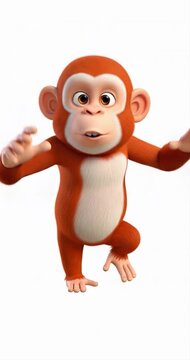 Animated cartoon monkey posing isolated on white background