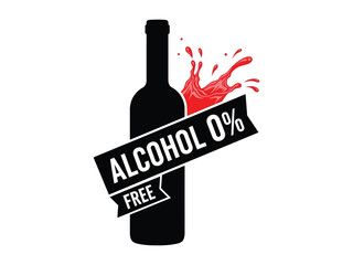 Non-alcoholic wine bottle with alcohol free label