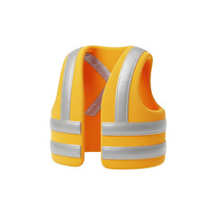 High visibility safety vest with reflective stripes isolated on transparent background