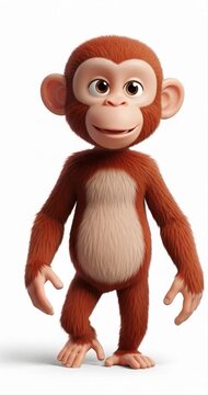 Cartoon monkey character 3 d render illustration isolated