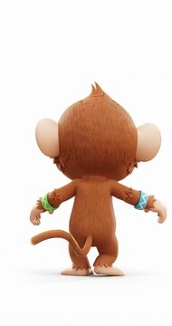 Cartoon monkey character in a playful pose with closed eyes