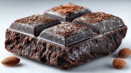 Dark Chocolate Bar With Cocoa Powder and Almonds confection sweet