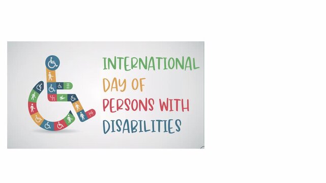 Animated video about International Day of Persons with Disabilities Transparent background  with empty space on the right.