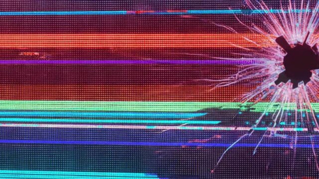 Cracked LCD screen background. Broken screen monitor.