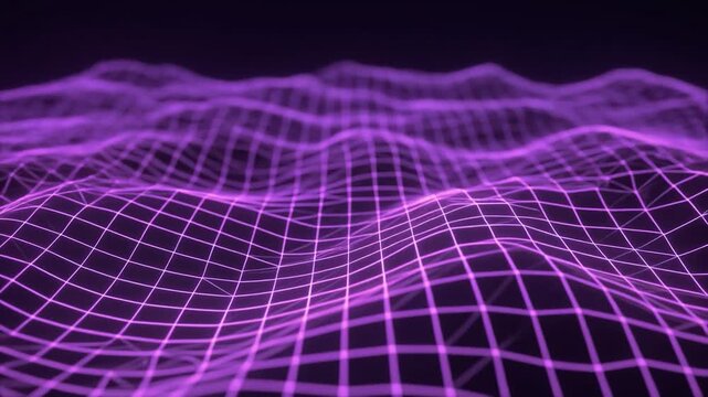 Neon lavender mesh sheet synchronized ripples crisp lines glowing edges cinematic surreal ethereal ambience cascading softly glowing futuristic abstract unique style
