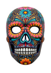 Colorful Mexican sugar skull art high resolution transparent png photo