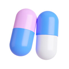 Medical blue and yellow antibiotic capsule high resolution transparent png photo