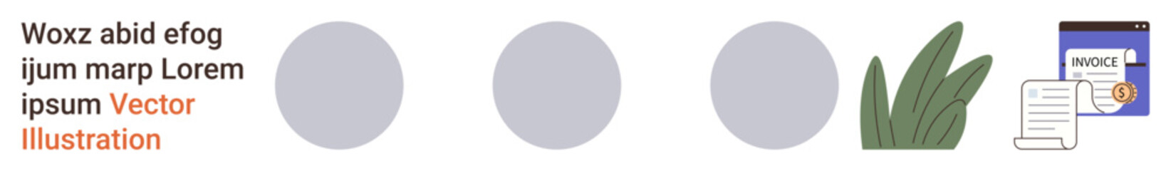 Finance, billing systems, eco-friendly , digital documents, paperwork organization, accounting. Invoice and financial document near leaves graphic. Finance and billing systems concepts