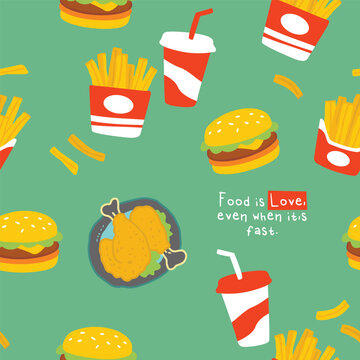 Playful Fast Food Delights Seamless Background