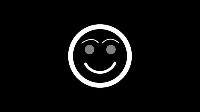 Smiley animated turns, cartoon icon in outline style.