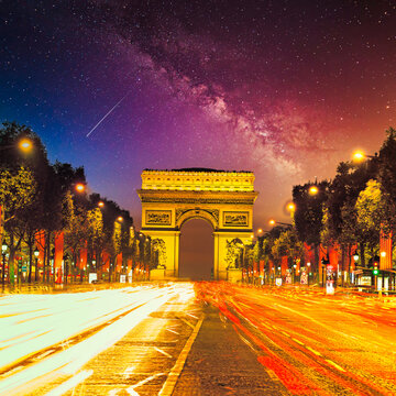 シャンゼリゼ通りの美しい夜景