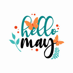 Fototapeta premium hello may vector illustration. it is suitable for card, banner, or poster