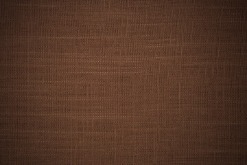 Dark brown linen fabric cloth texture background, seamless pattern of natural textile.