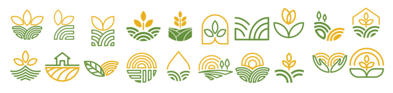 agriculture logo icon element set 