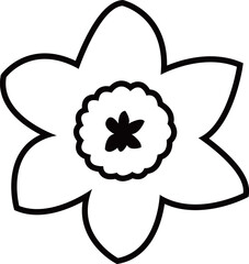 水仙の花のアウトライン白黒線画イラスト