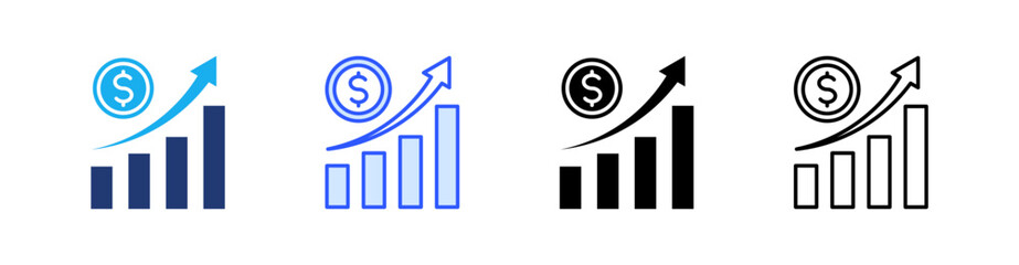 Capital Gains Multiple Style Icon Set Vector 