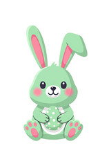 Obraz premium Green bunny holding an Easter egg