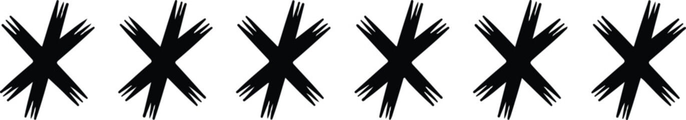 Obraz premium A simple black and white image showing six tally marks arranged in a horizontal line against a white background.