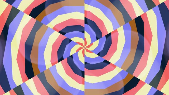 Colorful Rotating Kaleidoscope Spiral Abstract Loop.
