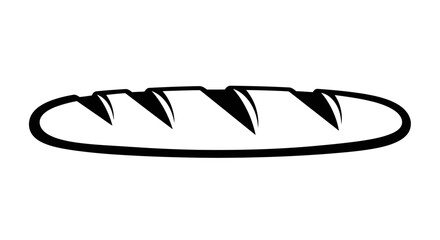 Simple black and white illustration of a loaf of bread on a plain background viewed from above