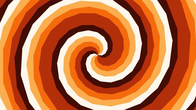 Orange Brown Retro Spiral Hypnotic Background Looping Motion.