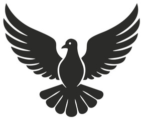 Fototapeta premium Silhouette of a Dove Spreading Its Wings in Flight